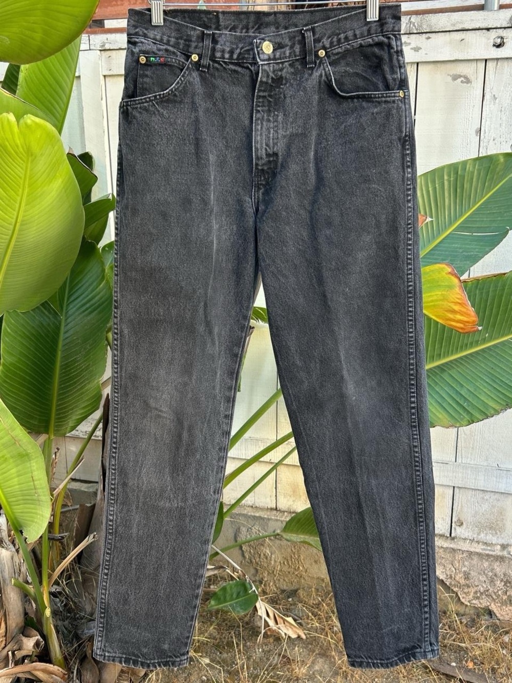 Vintage 1990s H.I.S Black Denim Jeans USA Made 32x32 Straight Jeans